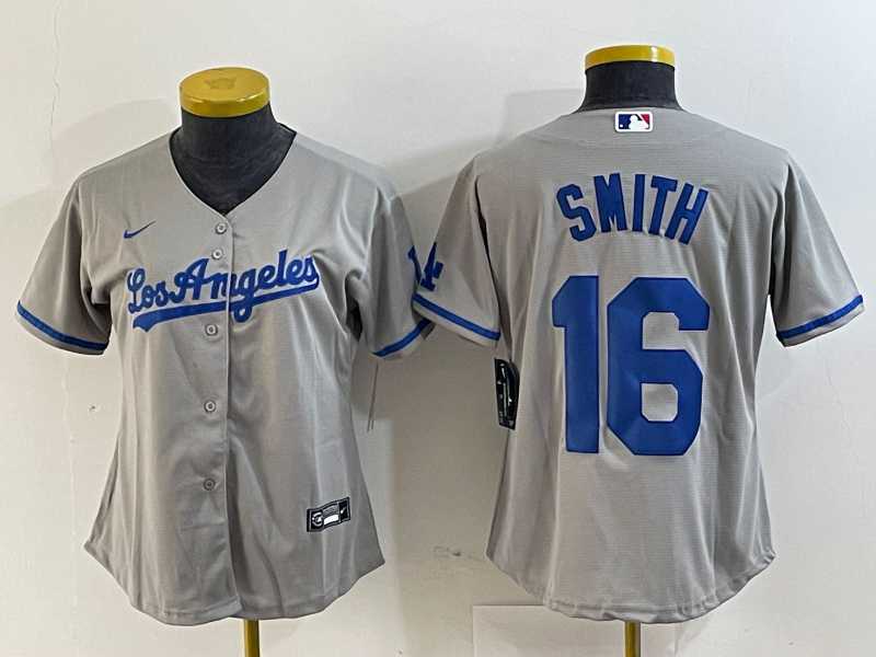Women%27s Los Angeles Dodgers #16 Will Smith Gray Alternate Team Logo Cool Base Jersey